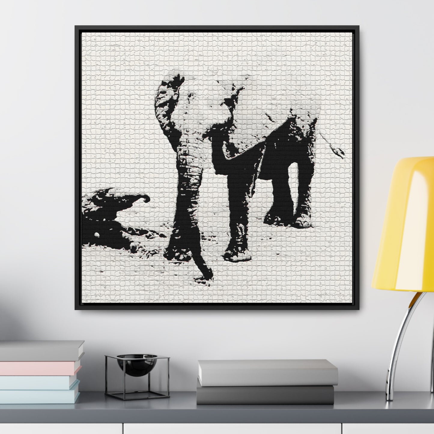 Elephants Mom and Baby 01 Tiled - Framed Gallery Canvas