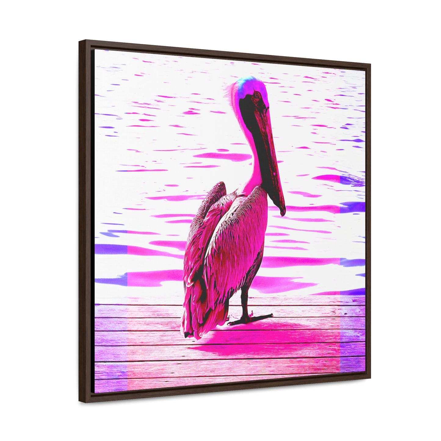 Pelican Bright Pink - Framed Gallery Canvas