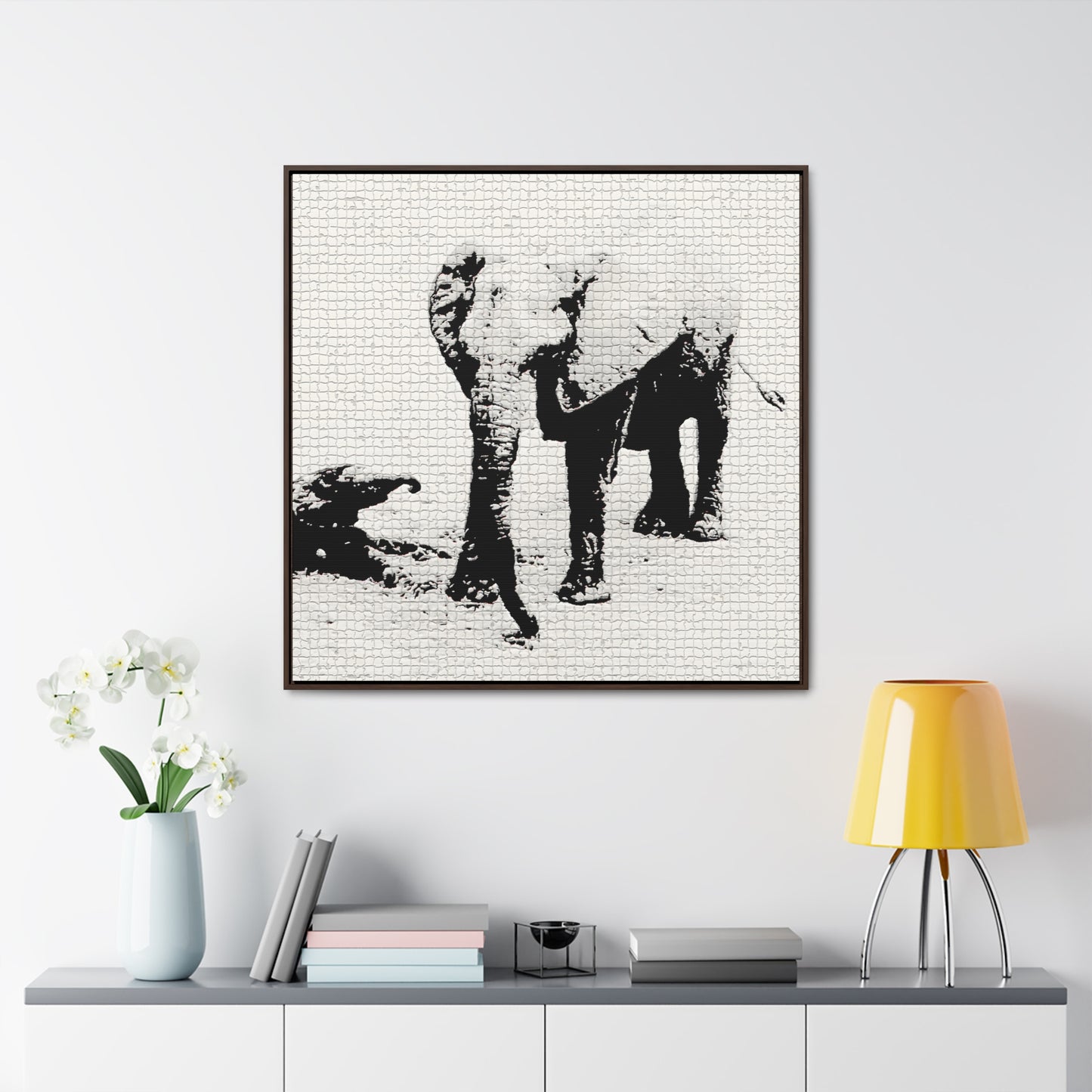 Elephants Mom and Baby 01 Tiled - Framed Gallery Canvas