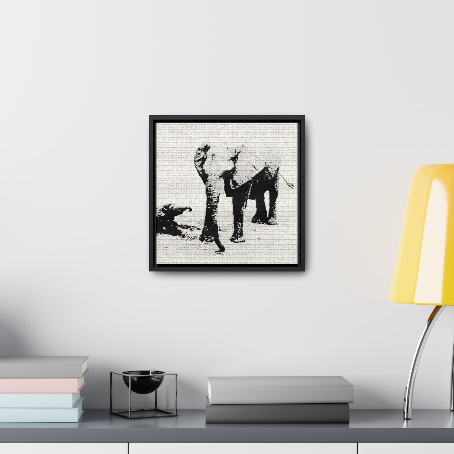 Elephants Mom and Baby 01 Tiled - Framed Gallery Canvas