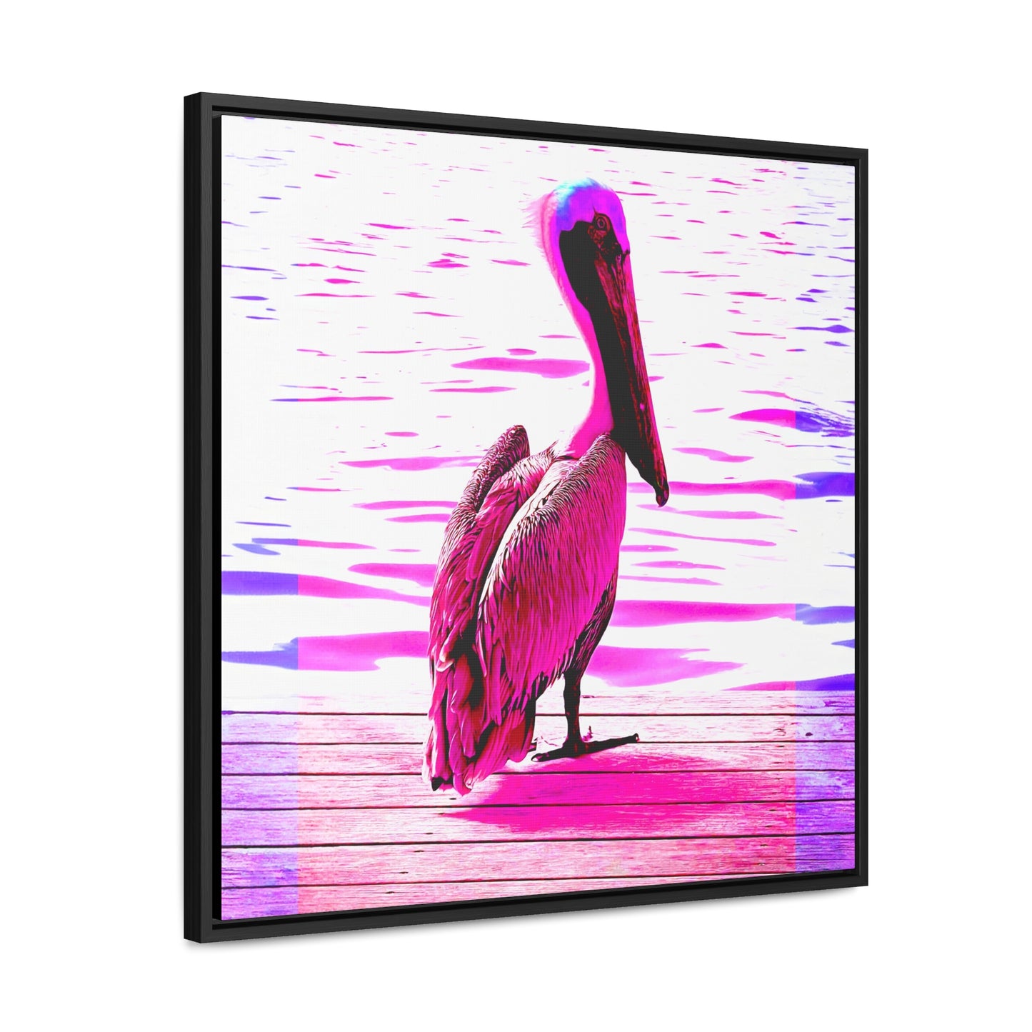 Pelican Bright Pink - Framed Gallery Canvas