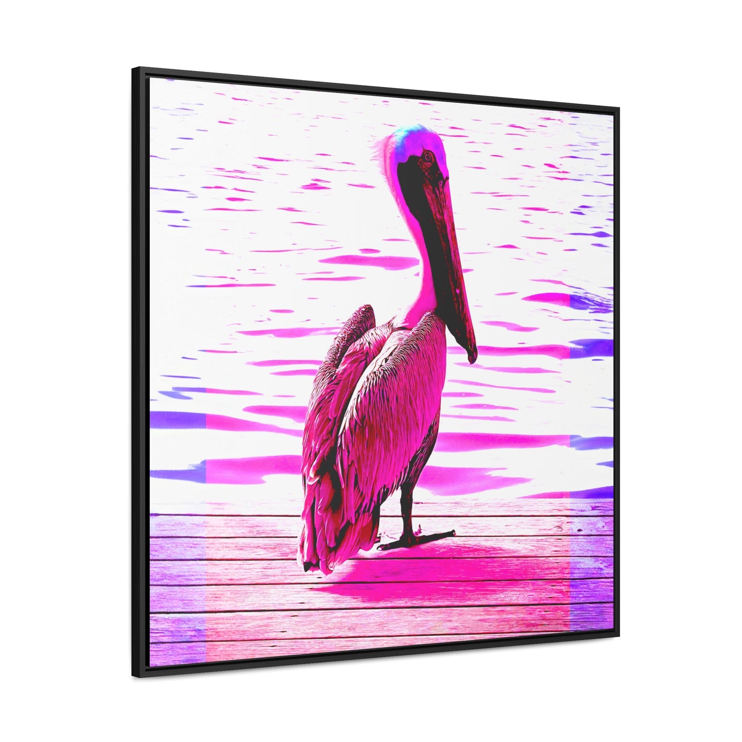 Pelican Bright Pink - Framed Gallery Canvas