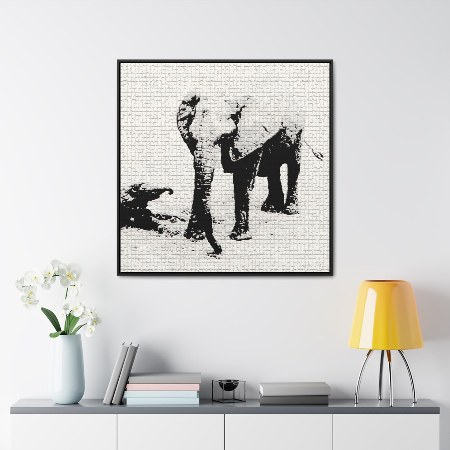 Elephants Mom and Baby 01 Tiled - Framed Gallery Canvas