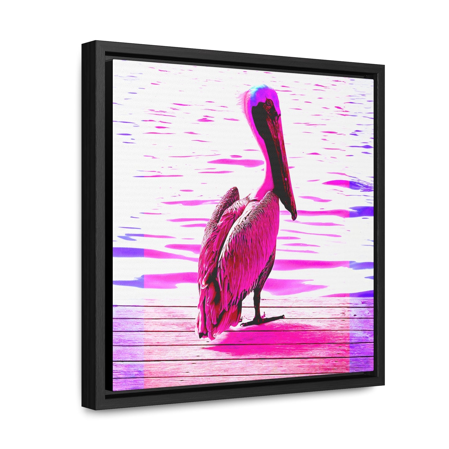 Pelican Bright Pink - Framed Gallery Canvas