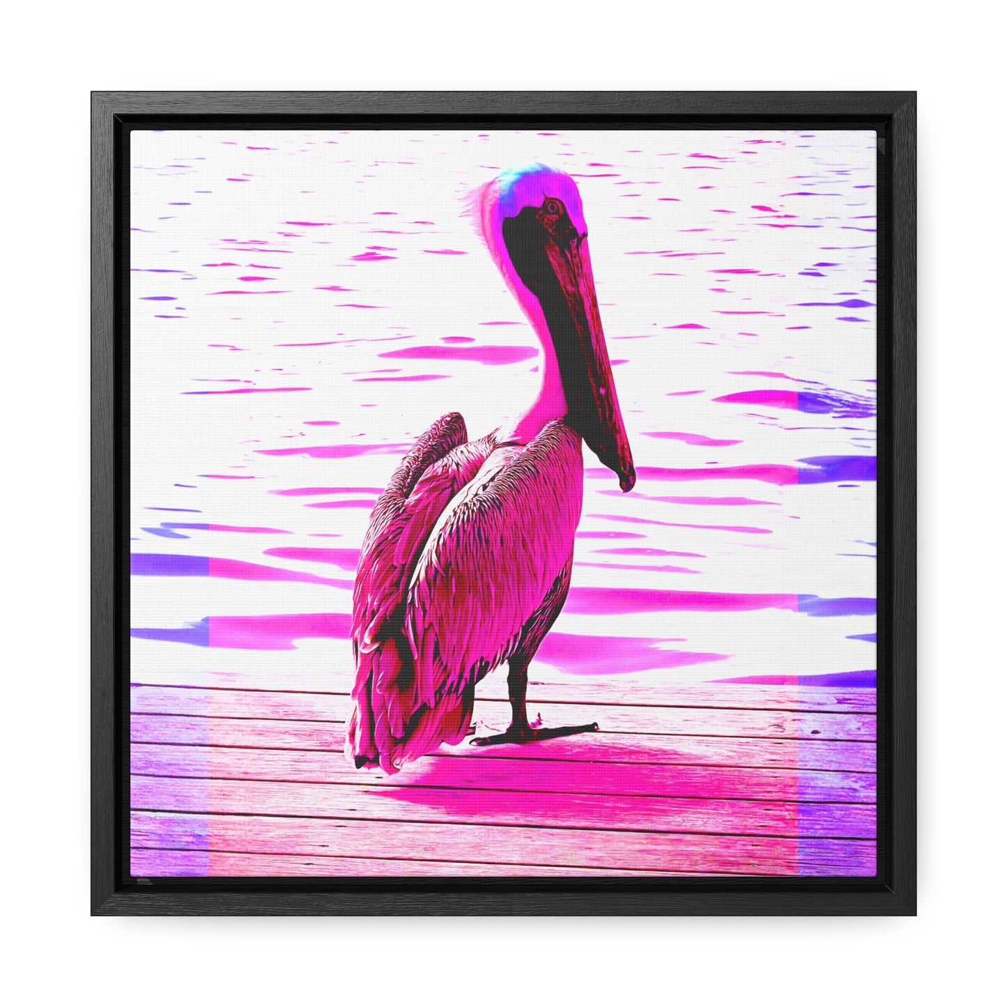 Pelican Bright Pink - Framed Gallery Canvas