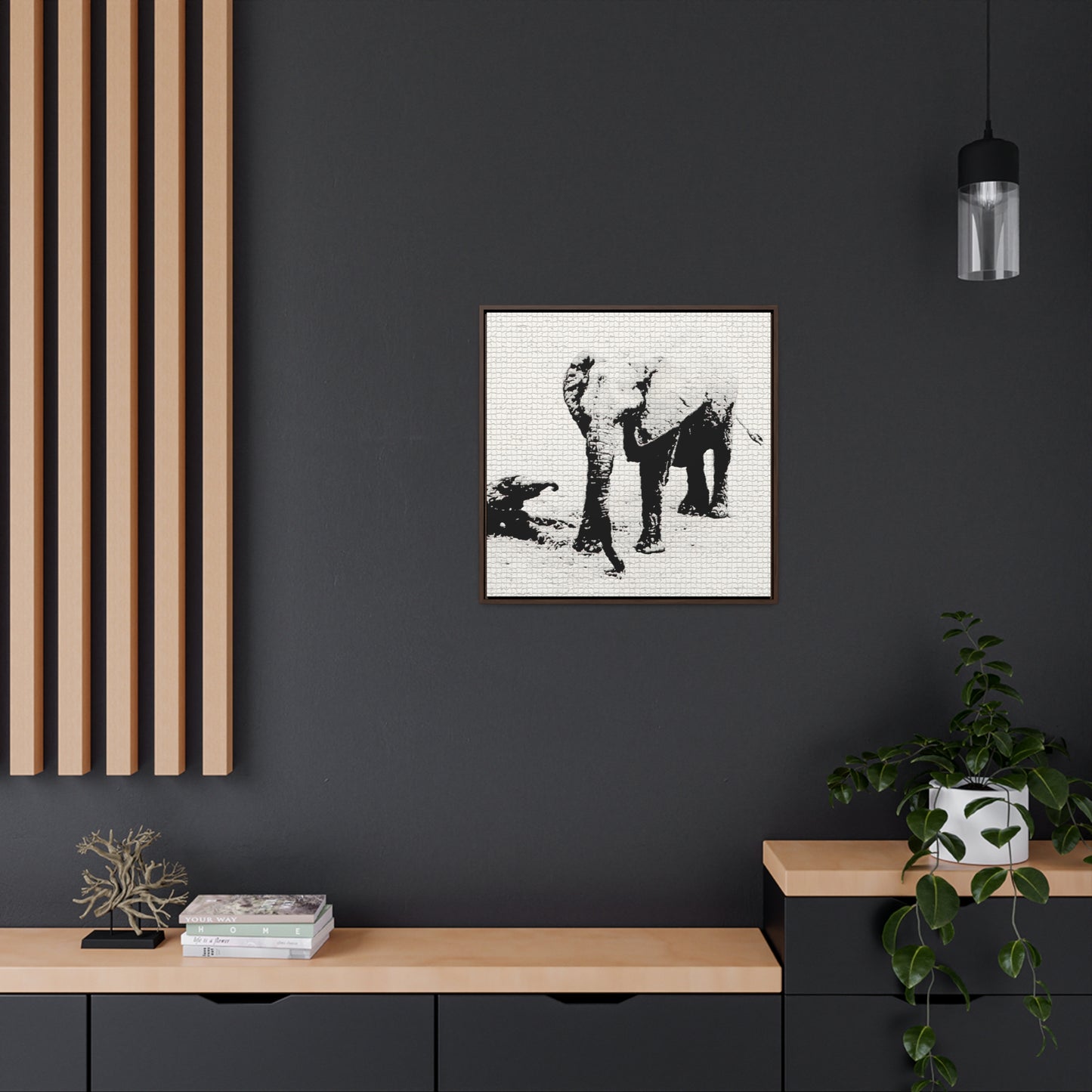 Elephants Mom and Baby 01 Tiled - Framed Gallery Canvas