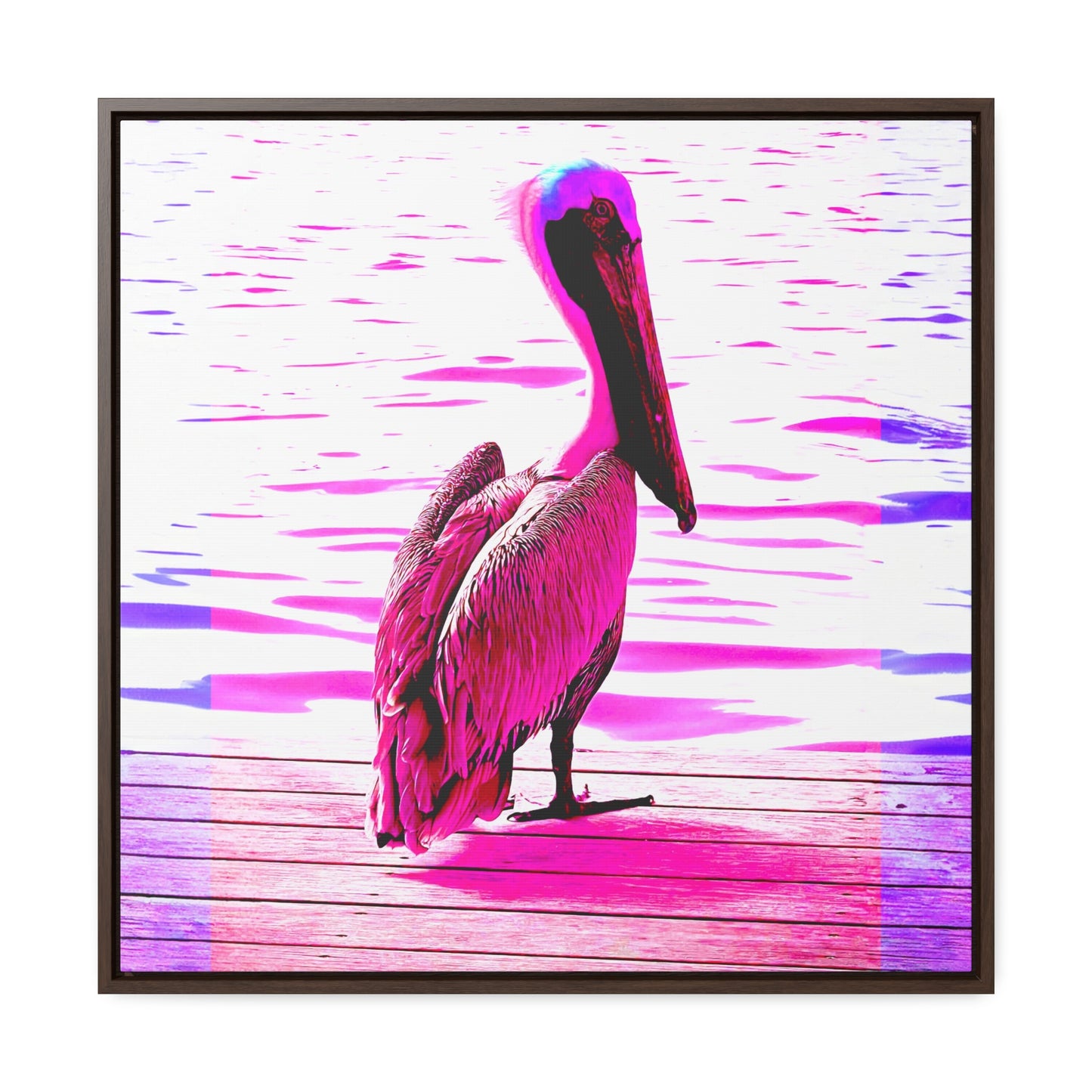 Pelican Bright Pink - Framed Gallery Canvas