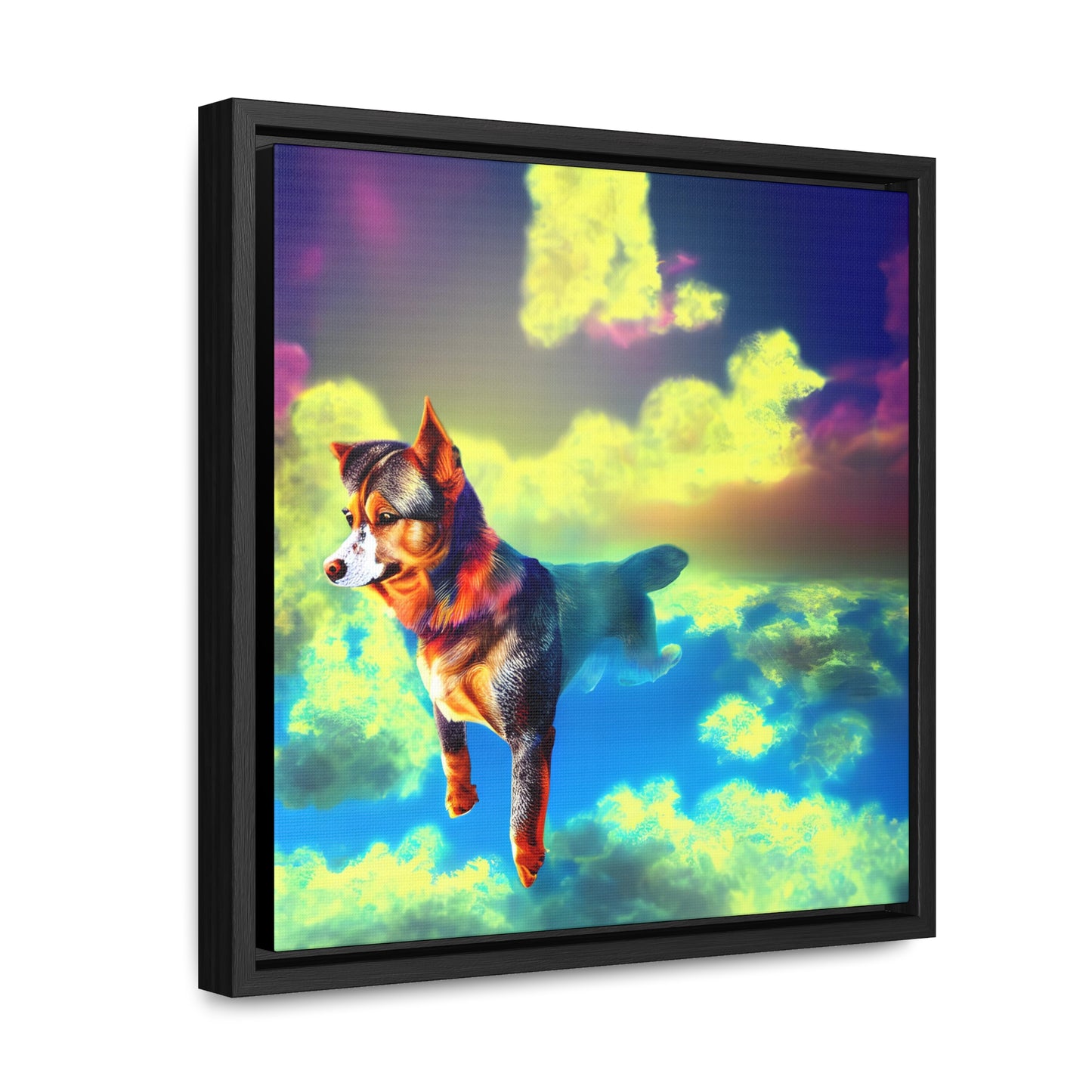 Dog In The Clouds - Framed Gallery Canvas