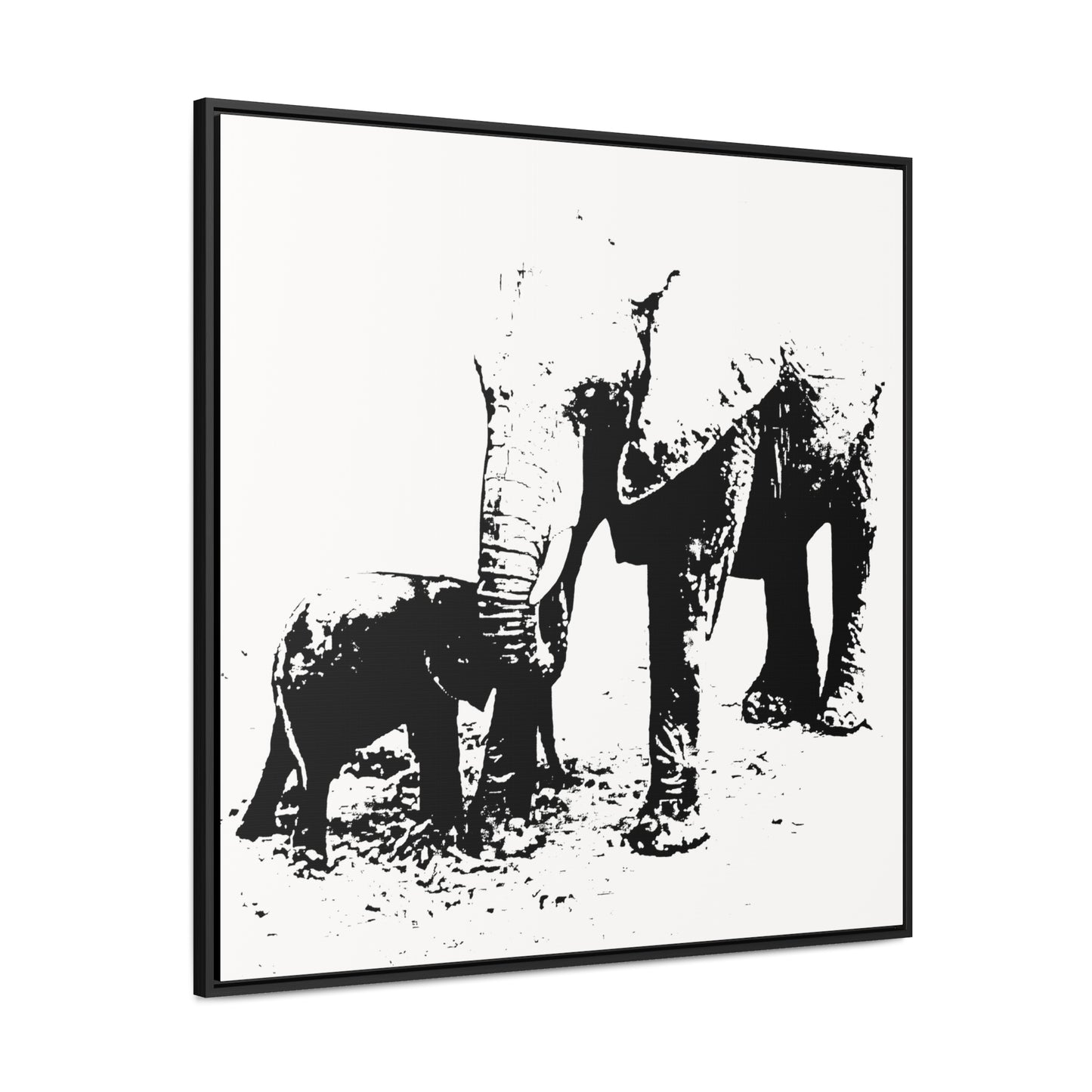 Elephants Mom and Baby 03 - Framed Gallery Canvas