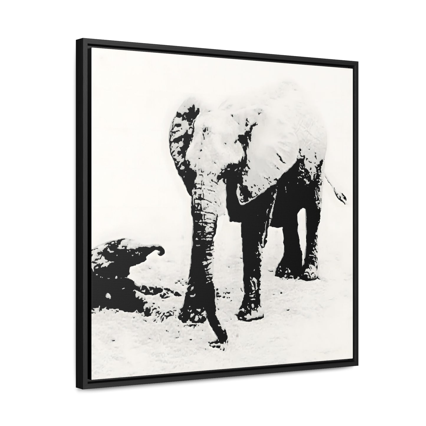 Elephants Mom and Baby 01 - Framed Gallery Canvas
