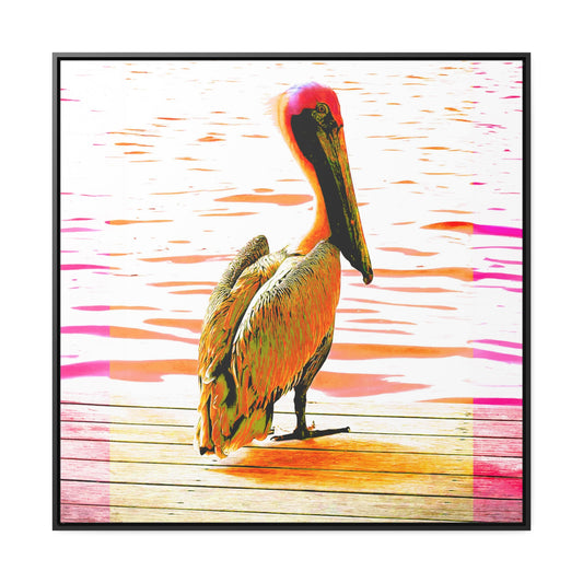 Pelican Bright Orange - Framed Gallery Canvas