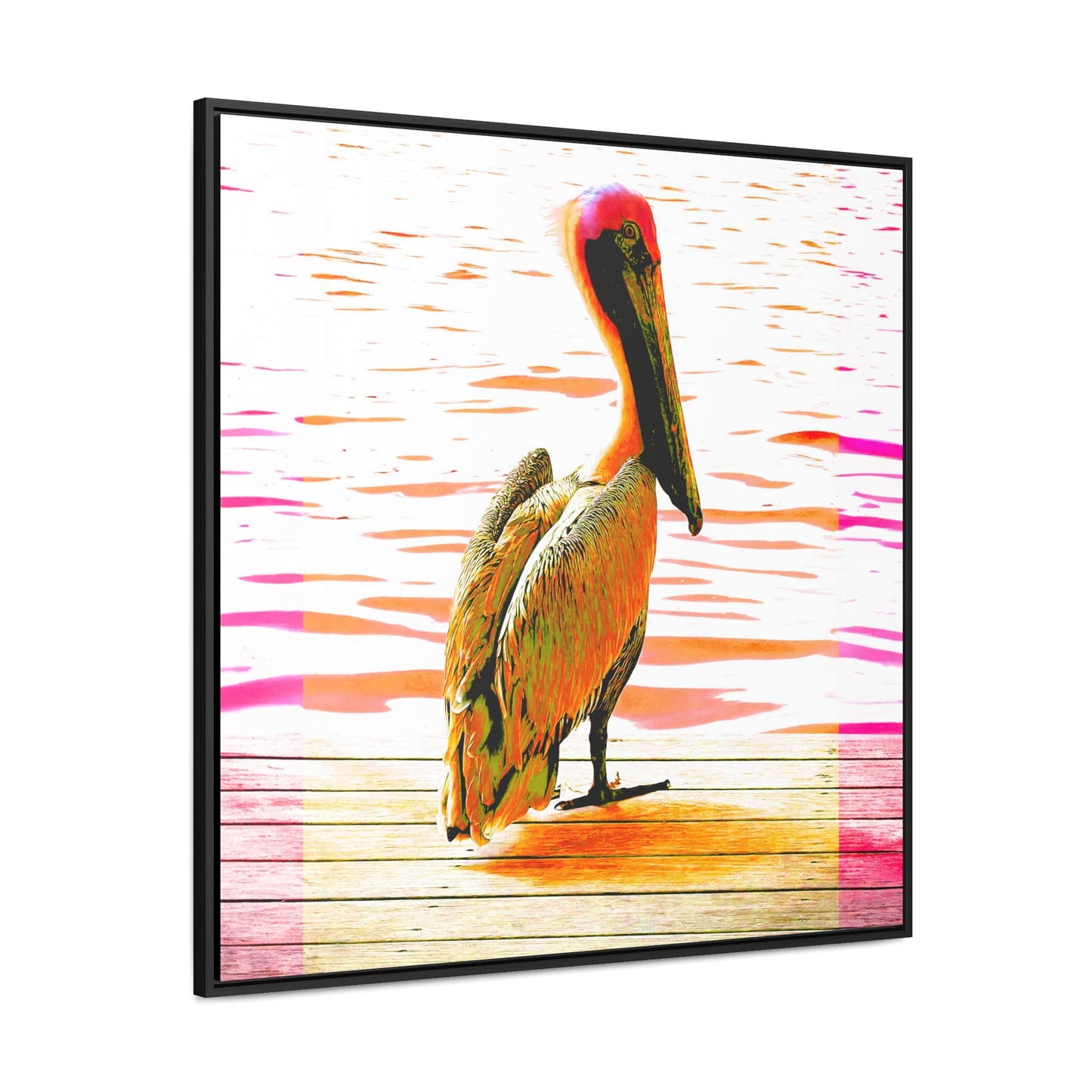 Pelican Bright Orange - Framed Gallery Canvas