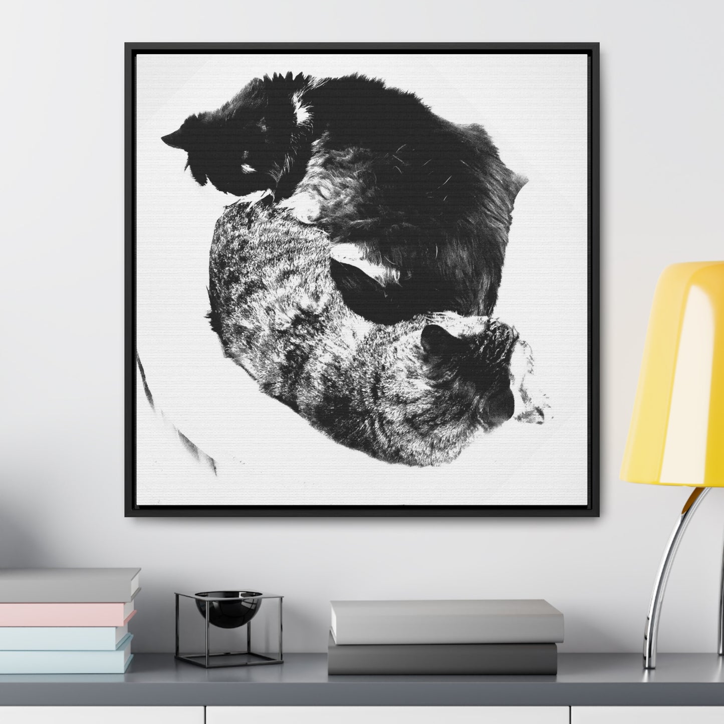 Cats Yin and Yang - Framed Gallery Canvas