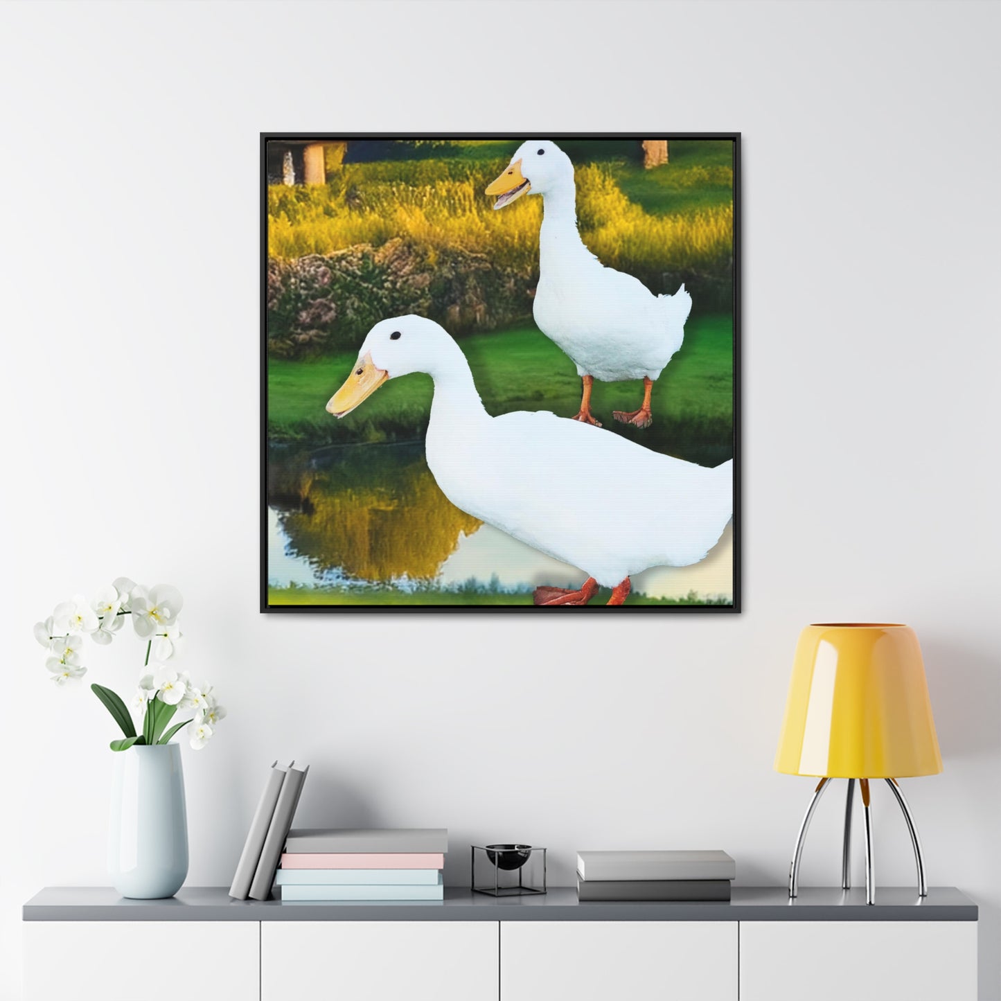 Pond Ducks - Framed Gallery Canvas