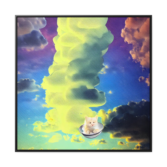 Kitten In The Clouds - Framed Gallery Canvas