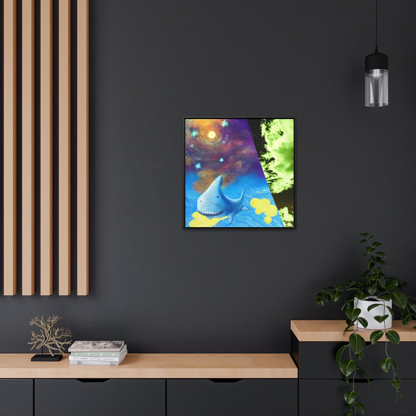 Whale In The Clouds - Framed Gallery Canvas