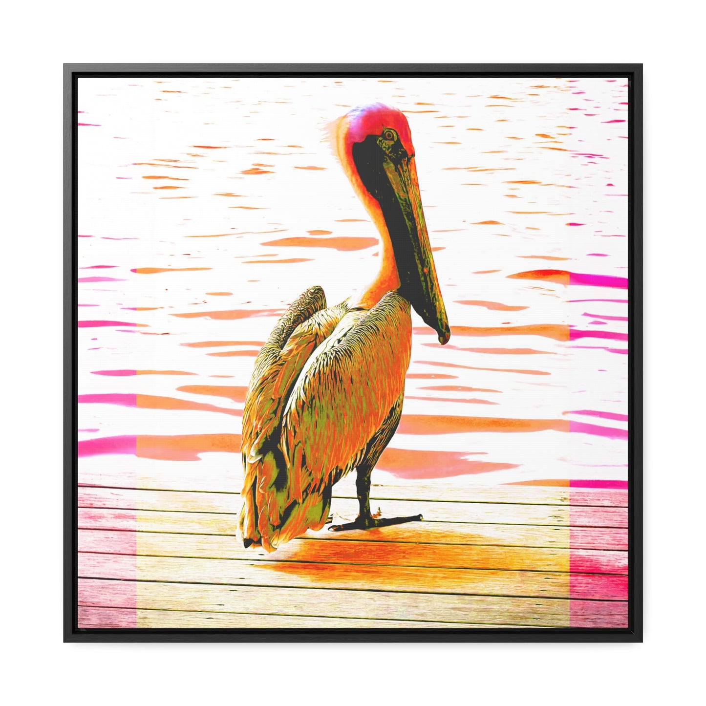 Pelican Bright Orange - Framed Gallery Canvas