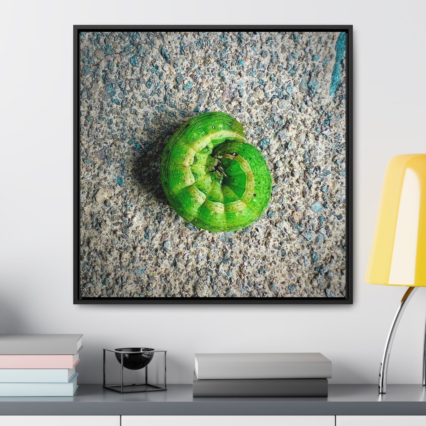 Green Caterpillar Circle Of Life - Framed Gallery Canvas
