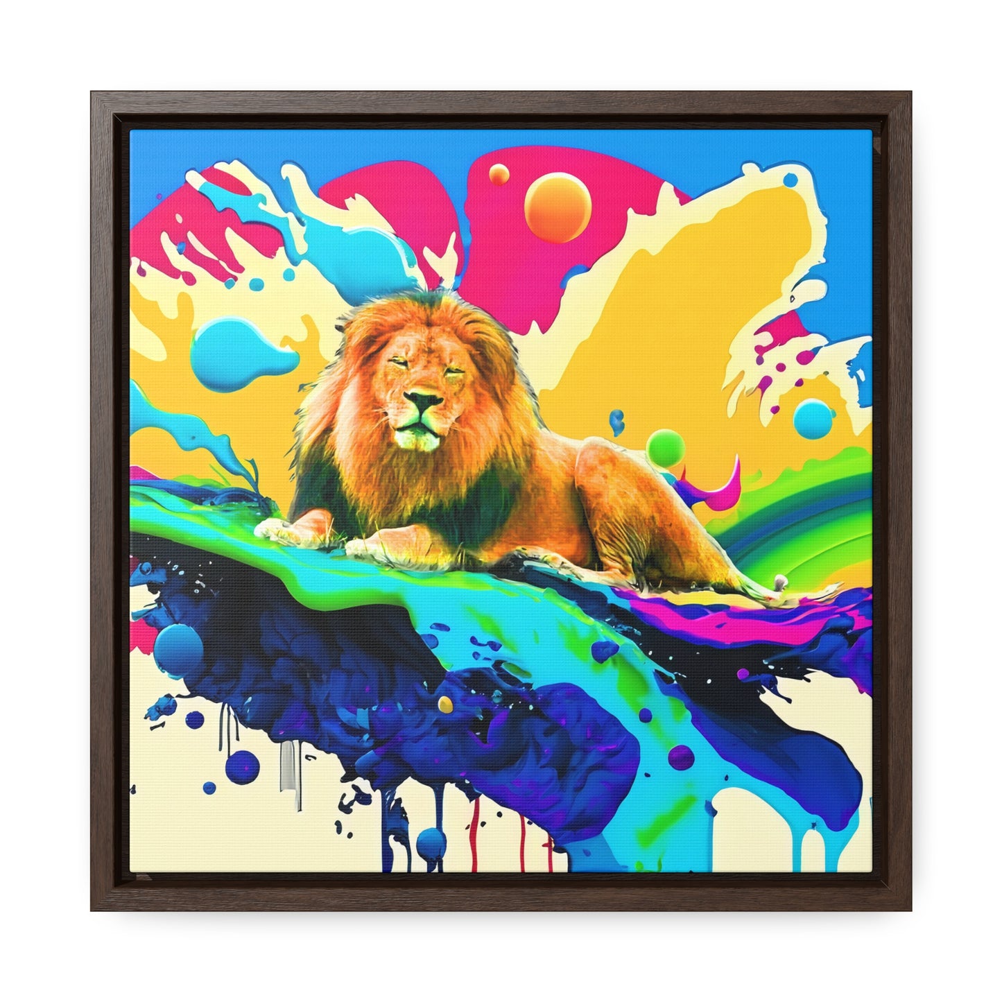 Lion Splash - Framed Gallery Canvas