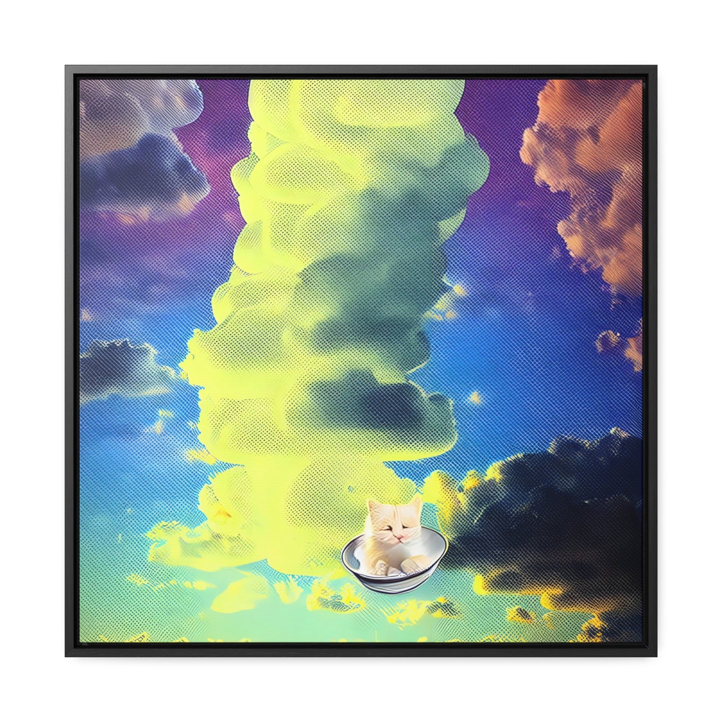Kitten In The Clouds - Framed Gallery Canvas