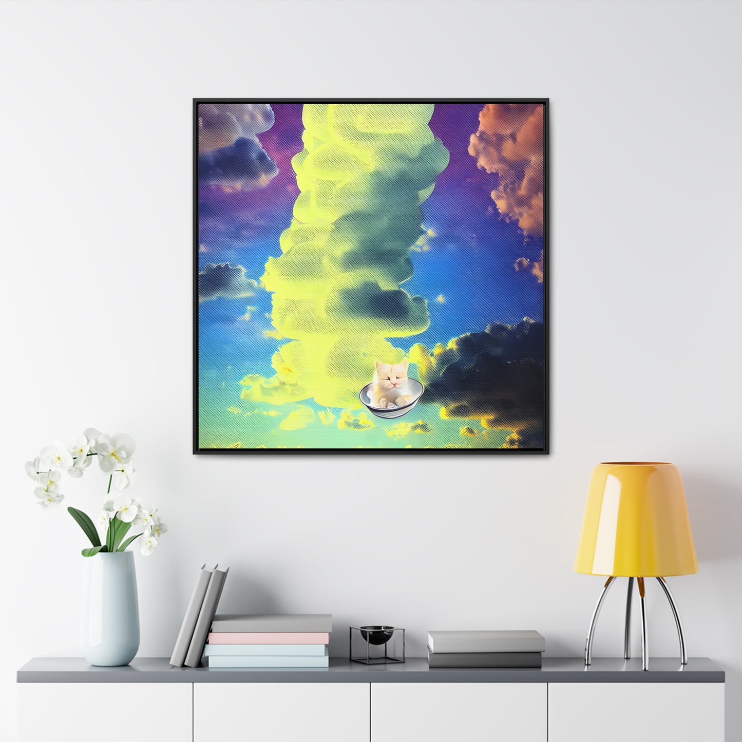 Kitten In The Clouds - Framed Gallery Canvas