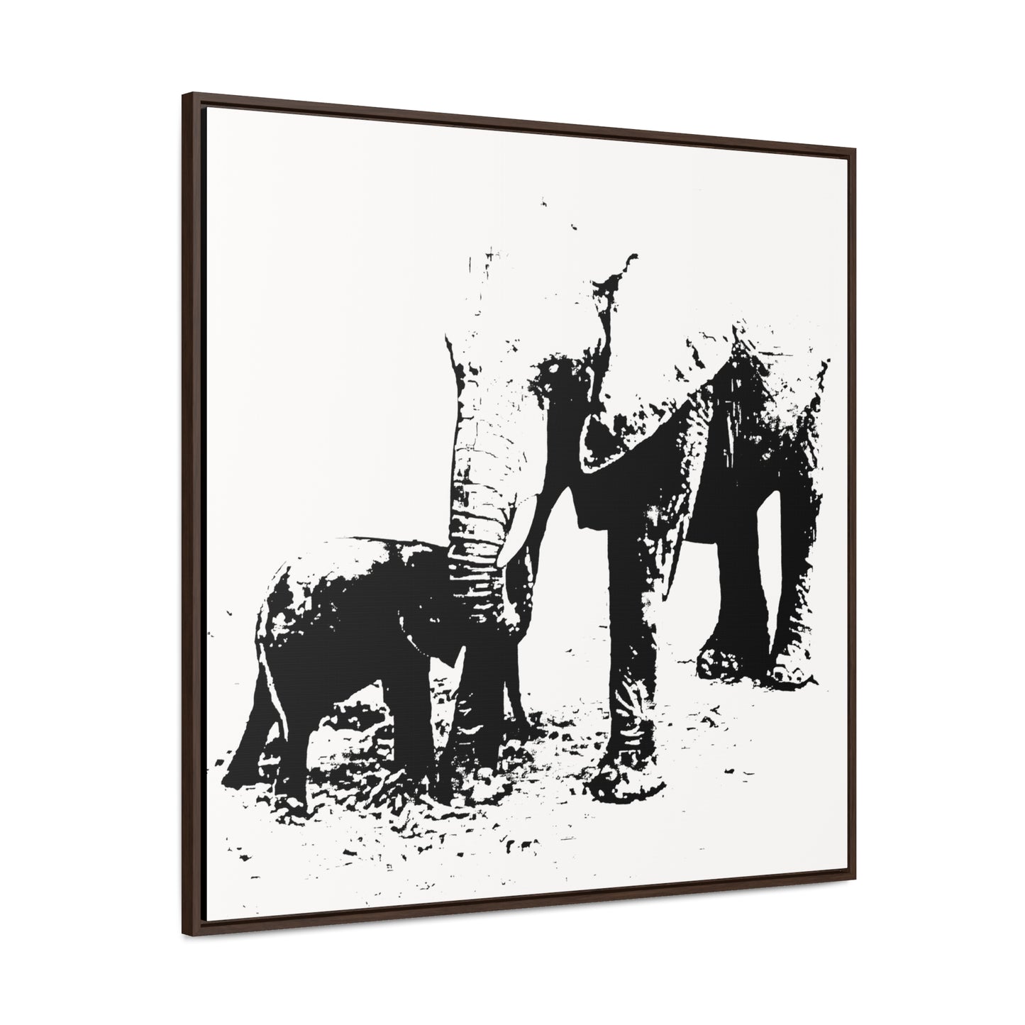 Elephants Mom and Baby 03 - Framed Gallery Canvas