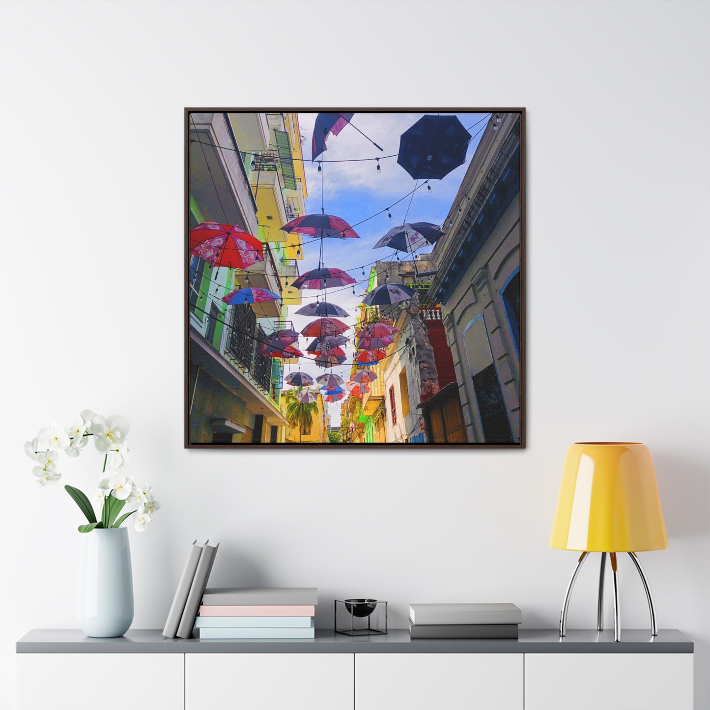 Umbrellas of Havana - Framed Gallery Canvas