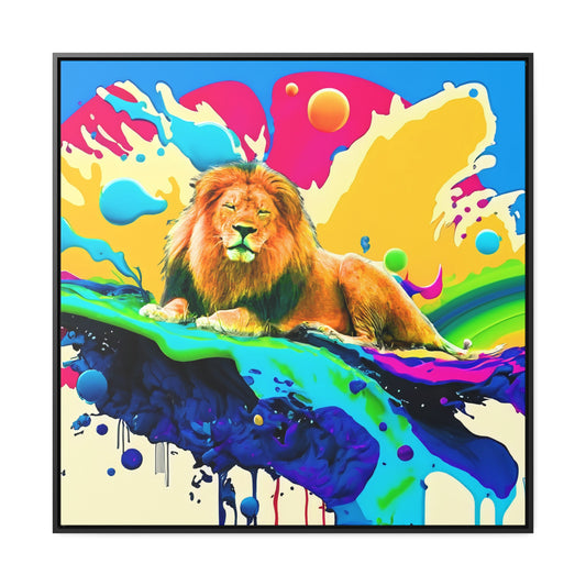 Lion Splash - Framed Gallery Canvas