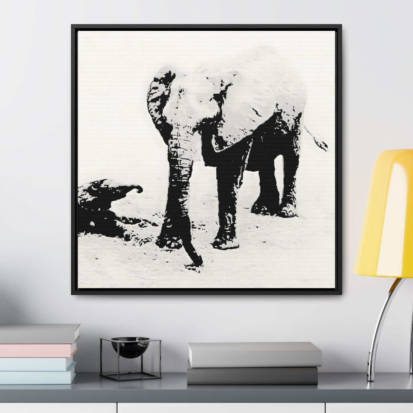 Elephants Mom and Baby 01 - Framed Gallery Canvas