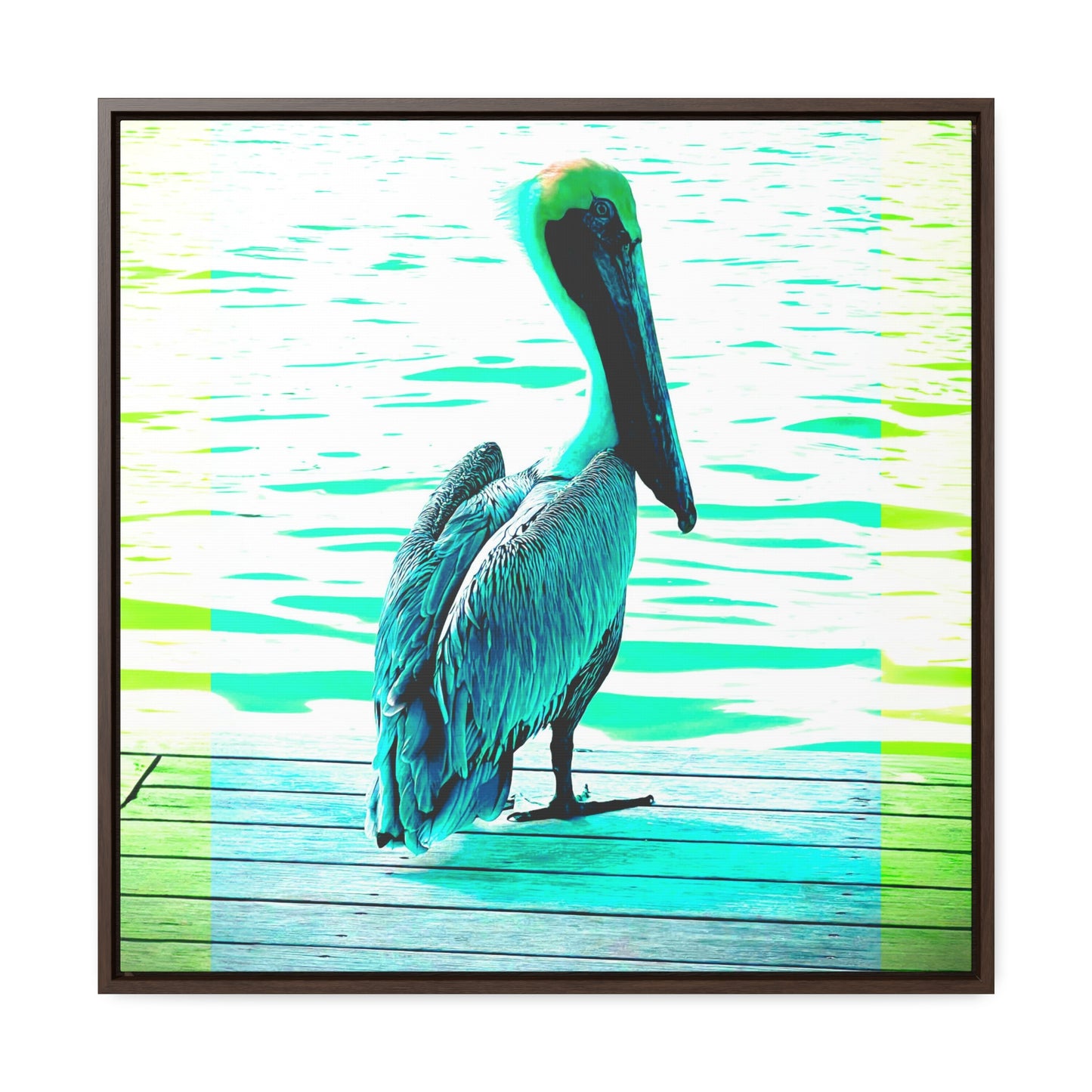 Pelican Bright Blue - Framed Gallery Canvas