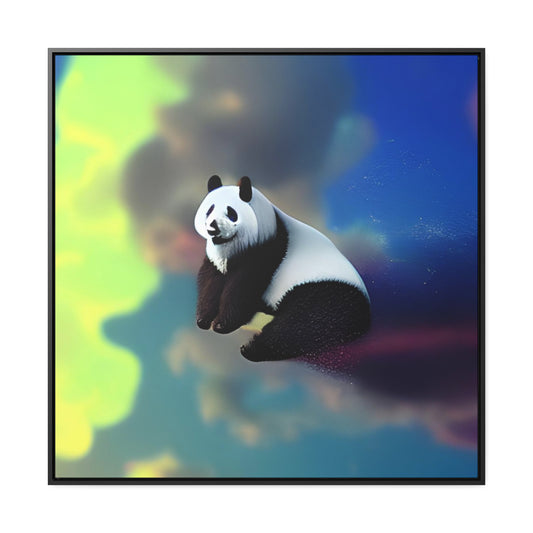 Panda In The Clouds - Framed Gallery Canvas